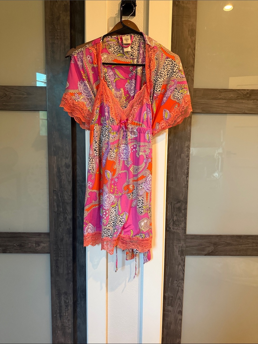 In Bloom Pink & Orange Paisley Lace-Trim Camisole